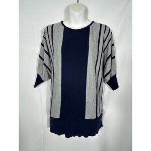 A Knitch Above USA Womens Y2K Knit Dolman Tunic Top Y2K Striped Size L Nautical